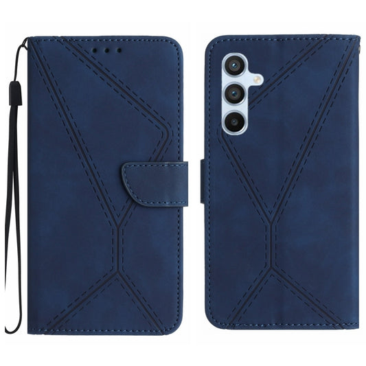 For Samsung Galaxy M15 5G Stitching Embossed Leather Phone Case(Blue) - Galaxy Phone Cases by buy2fix | Online Shopping UK | buy2fix