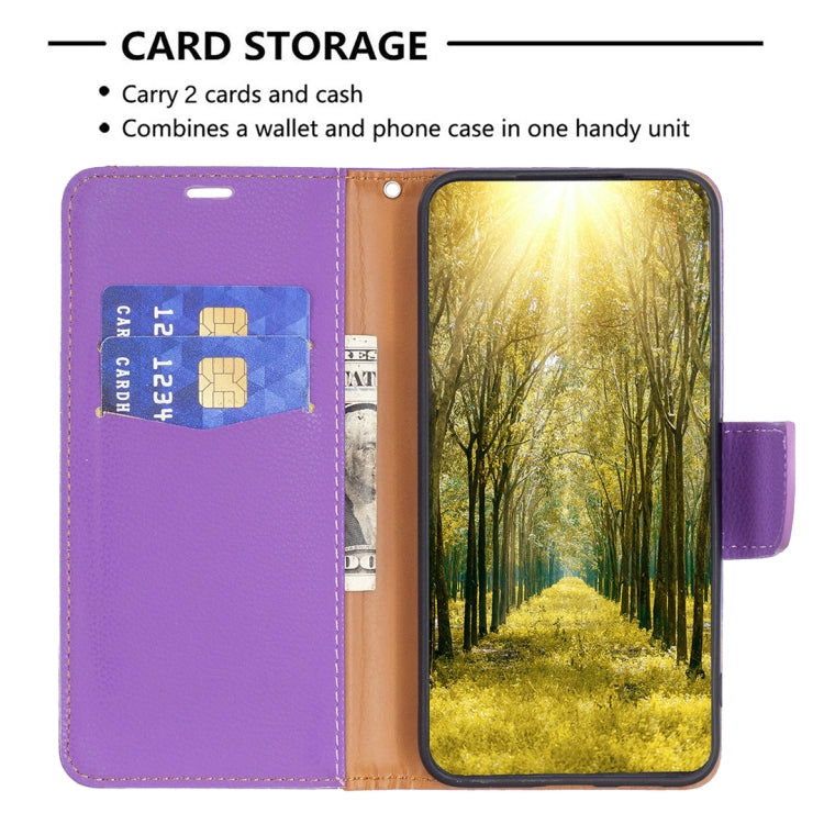 For Samsung Galaxy A55 Litchi Texture Pure Color Flip Leather Phone Case(Purple) - Galaxy Phone Cases by buy2fix | Online Shopping UK | buy2fix