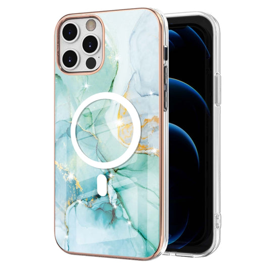 For iPhone 12 Pro Max Marble Pattern Dual-side IMD Magsafe TPU Phone Case(Green 003) - iPhone 12 Pro Max Cases by buy2fix | Online Shopping UK | buy2fix