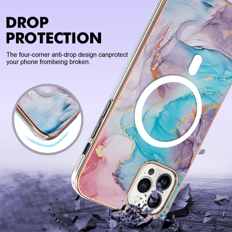 For iPhone 13 Pro Marble Pattern Dual-side IMD Magsafe TPU Phone Case(Blue Marble) - iPhone 13 Pro Cases by buy2fix | Online Shopping UK | buy2fix