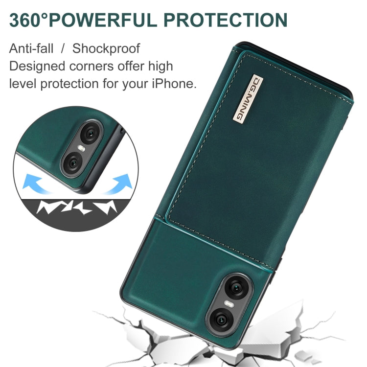 For Sony Xperia 10 VI DG.MING M1 Series 3-Fold Multi Card Wallet + Magnetic Phone Case(Green) - Sony Cases by DG.MING | Online Shopping UK | buy2fix