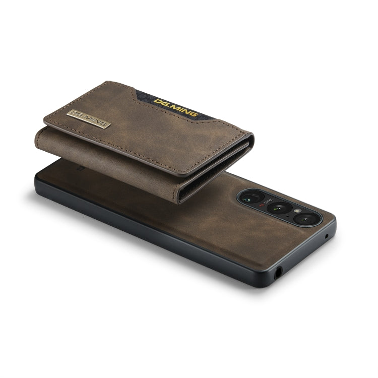 For Sony Xperia 1 V DG.MING M2 Series 3-Fold Multi Card Bag + Magnetic Phone Case(Coffee) - Sony Cases by DG.MING | Online Shopping UK | buy2fix