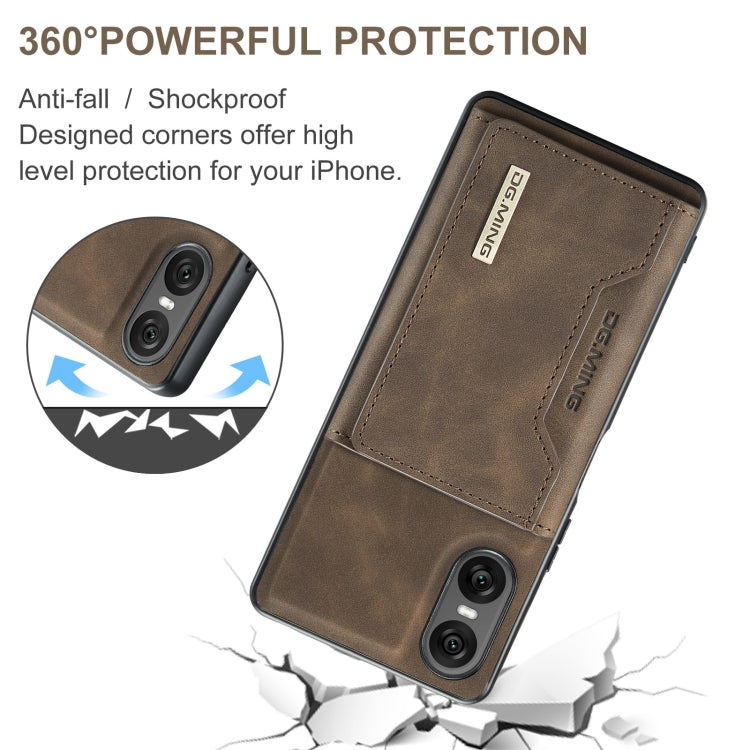 For Sony Xperia 10 VI DG.MING M2 Series 3-Fold Multi Card Bag + Magnetic Phone Case(Coffee) - Sony Cases by DG.MING | Online Shopping UK | buy2fix