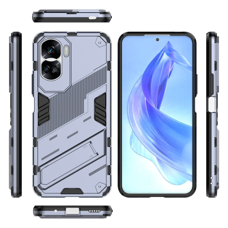 For Honor 90 Lite 5G Global Punk Armor 2 in 1 PC + TPU Phone Case with Holder(Grey) - Honor Cases by buy2fix | Online Shopping UK | buy2fix