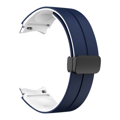 For Samsung Galaxy Watch 6 / 6 Classic Dual Color Magnetic Folding Buckle Silicone Watch Band(Midnight Blue+White) - Watch Bands by buy2fix | Online Shopping UK | buy2fix