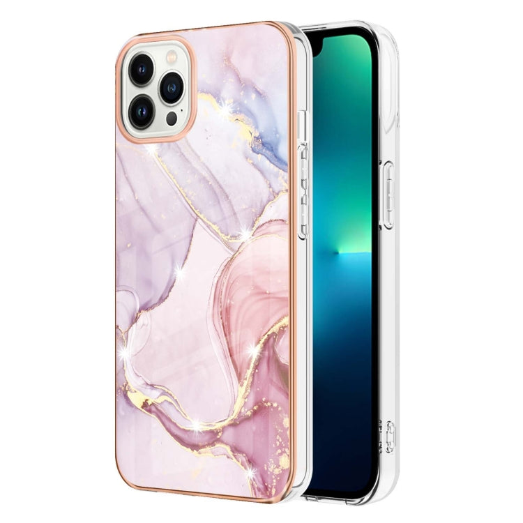 For iPhone 16 Pro Max Electroplating Marble Pattern Dual-side IMD TPU Shockproof Phone Case (Rose Gold 005) - iPhone 16 Pro Max Cases by buy2fix | Online Shopping UK | buy2fix