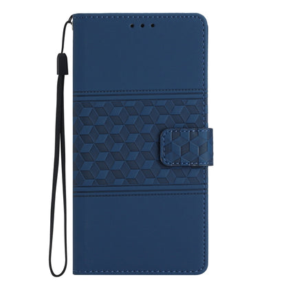 For iPhone 16 Pro Diamond Embossed Skin Feel Leather Phone Case(Dark Blue) - iPhone 16 Pro Cases by buy2fix | Online Shopping UK | buy2fix