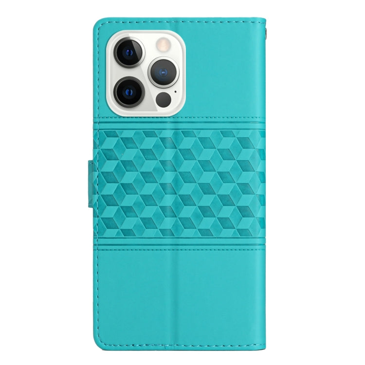 For iPhone 16 Pro Max Diamond Embossed Skin Feel Leather Phone Case(Blue) - iPhone 16 Pro Max Cases by buy2fix | Online Shopping UK | buy2fix