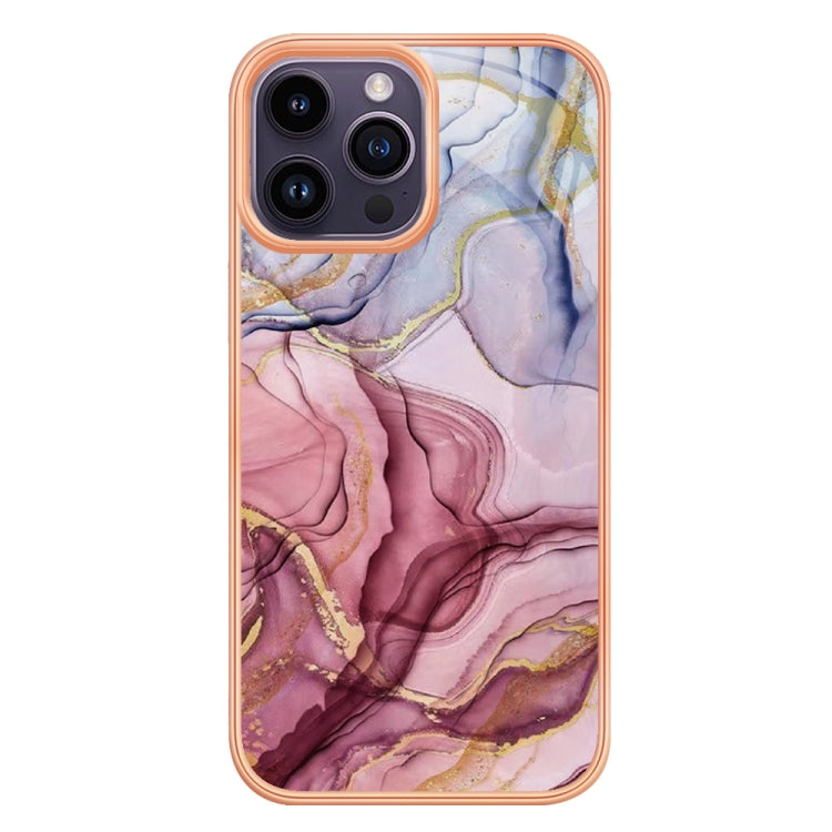 For iPhone 16 Pro Electroplating Marble Dual-side IMD Phone Case(Rose Red 014) - iPhone 16 Pro Cases by buy2fix | Online Shopping UK | buy2fix