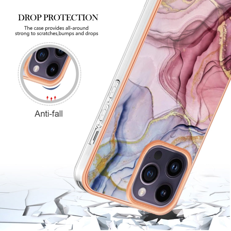 For iPhone 16 Pro Electroplating Marble Dual-side IMD Phone Case(Rose Red 014) - iPhone 16 Pro Cases by buy2fix | Online Shopping UK | buy2fix