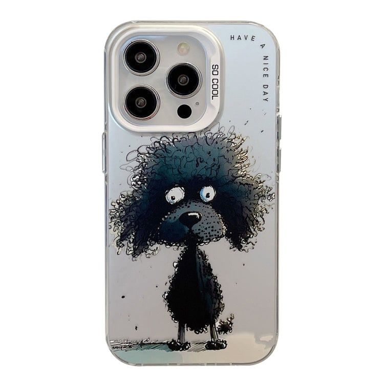 For iPhone 16 Pro Animal Pattern Oil Painting Series PC + TPU Phone Case(Black Dog) - iPhone 16 Pro Cases by buy2fix | Online Shopping UK | buy2fix