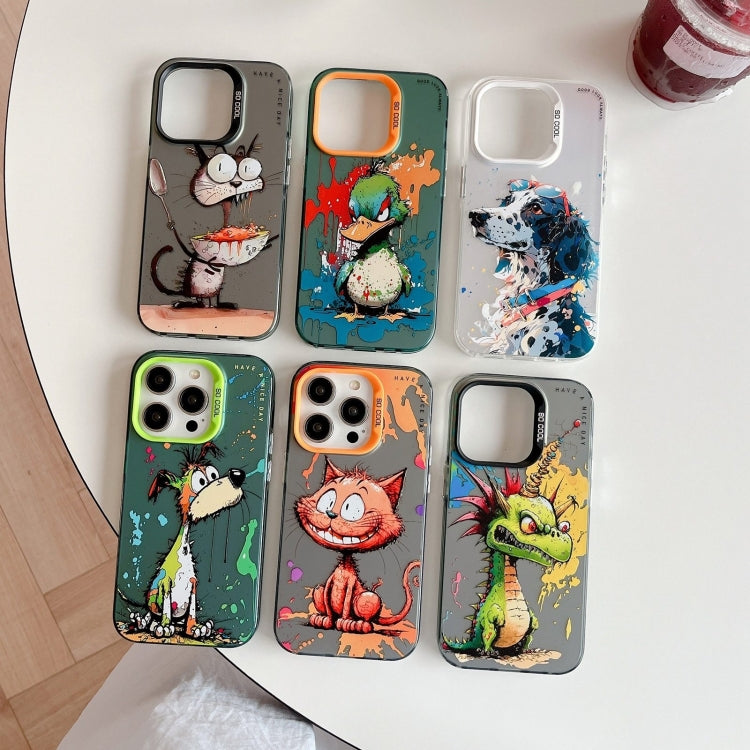 For iPhone 16 Plus Animal Pattern Oil Painting Series PC + TPU Phone Case(Colorful Cattle) - iPhone 16 Plus Cases by buy2fix | Online Shopping UK | buy2fix