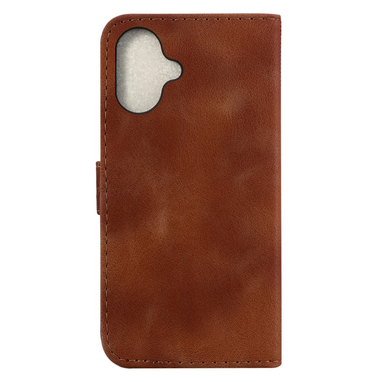 For iPhone 16 Plus Seven-shaped Embossed Leather Phone Case(Brown) - iPhone 16 Plus Cases by buy2fix | Online Shopping UK | buy2fix