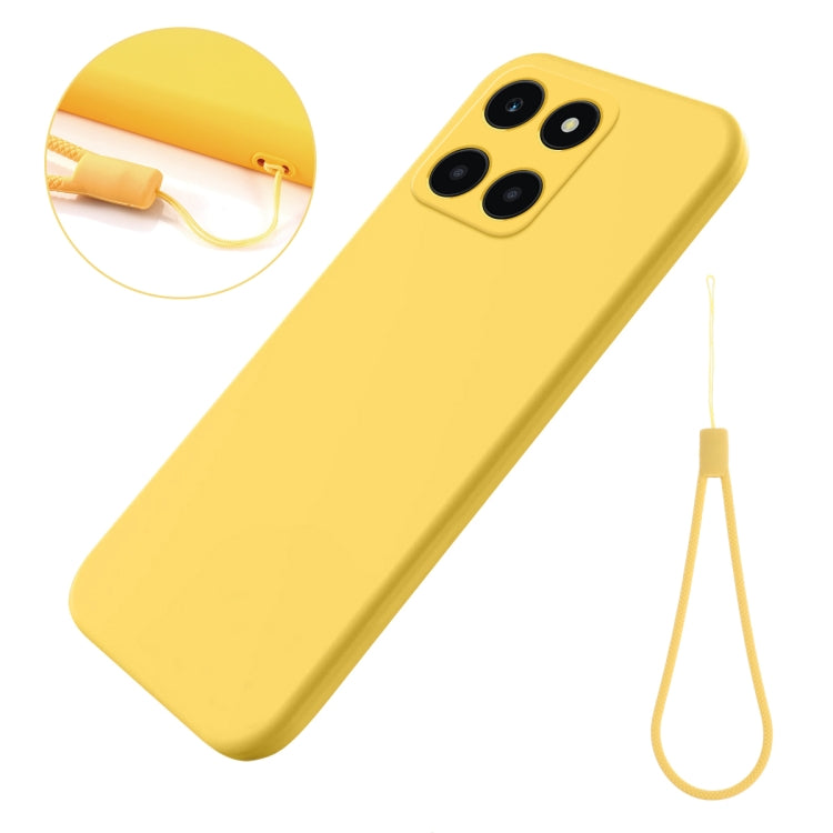 For Honor X6a Pure Color Liquid Silicone Shockproof Phone Case(Yellow) - Honor Cases by buy2fix | Online Shopping UK | buy2fix