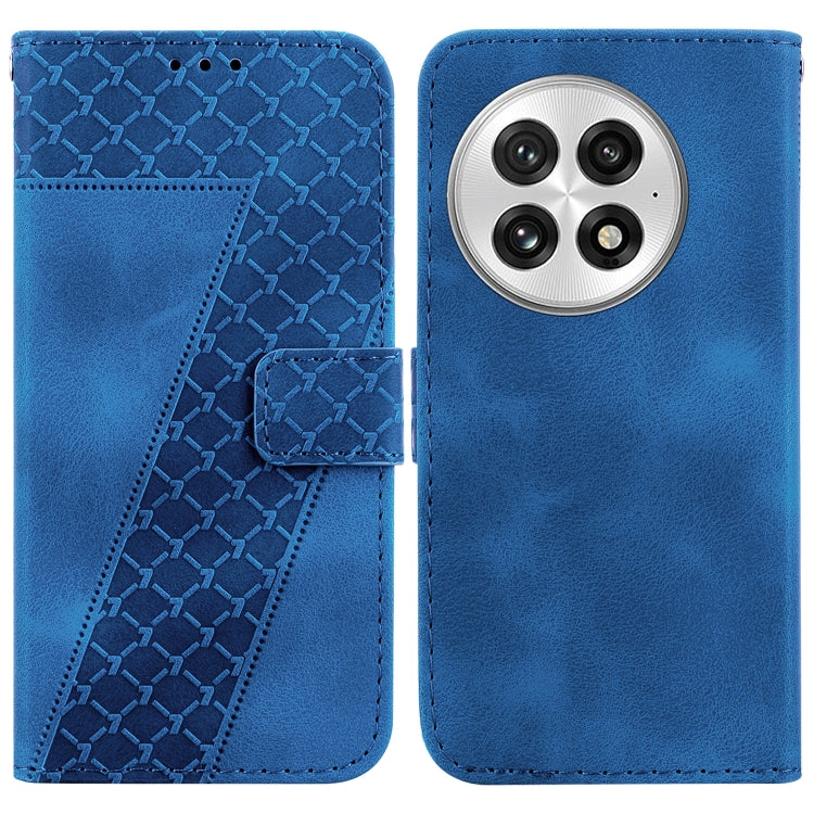 For OnePlus 13 Seven-shaped Embossed Leather Phone Case(Blue) - OnePlus Cases by buy2fix | Online Shopping UK | buy2fix