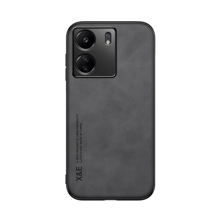 For Xiaomi Redmi 13C Skin Feel Magnetic Leather Back Phone Case(Dark Grey) - 13C Cases by buy2fix | Online Shopping UK | buy2fix