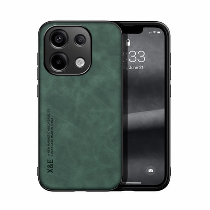 For Xiaomi Redmi Note 13 Pro 4G Skin Feel Magnetic Leather Back Phone Case(Green) - Note 13 Pro Cases by buy2fix | Online Shopping UK | buy2fix