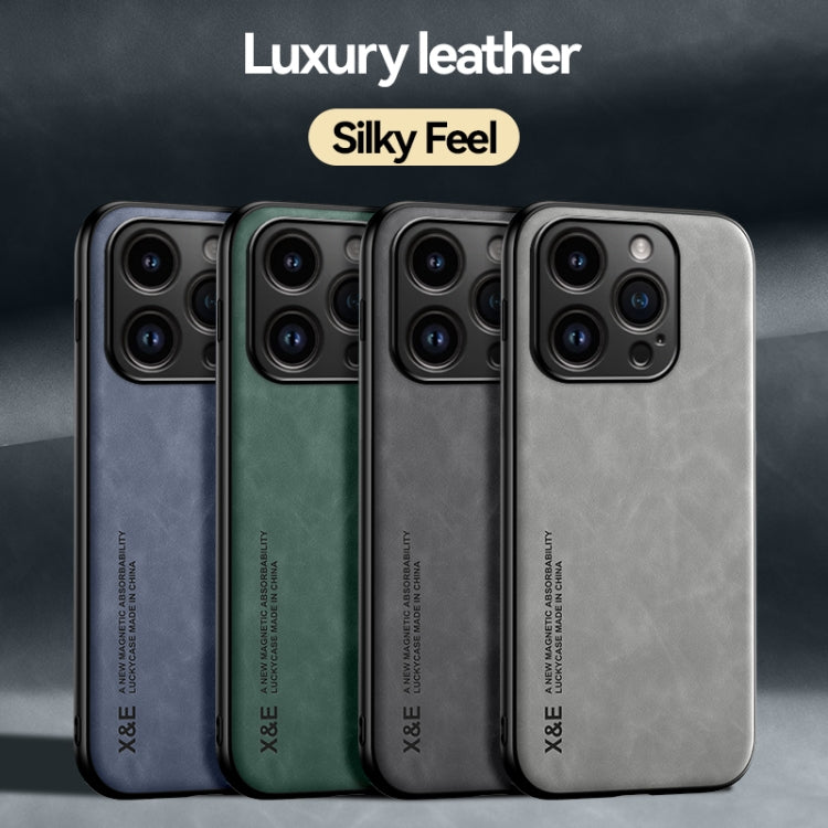 For iPhone 16 Pro Skin Feel Magnetic Leather Back Phone Case(Light Grey) - iPhone 16 Pro Cases by buy2fix | Online Shopping UK | buy2fix