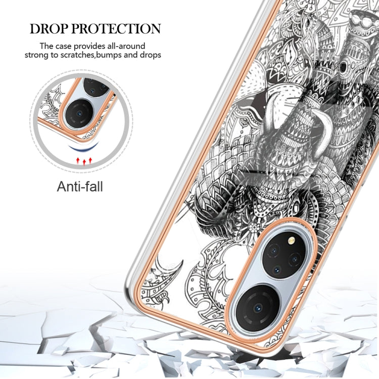 For Honor X7 Electroplating Marble Dual-side IMD Phone Case(Totem Elephant) - Honor Cases by buy2fix | Online Shopping UK | buy2fix