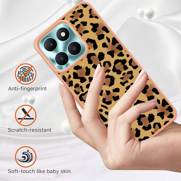 For Honor X6a Electroplating Marble Dual-side IMD Phone Case(Leopard Print) - Honor Cases by buy2fix | Online Shopping UK | buy2fix