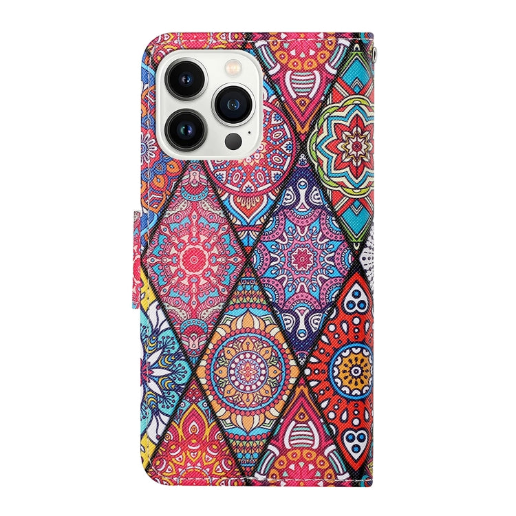 For iPhone 16 Pro 3D Colored Drawing Flip Leather Phone Case(Rhombus Totem) - iPhone 16 Pro Cases by buy2fix | Online Shopping UK | buy2fix