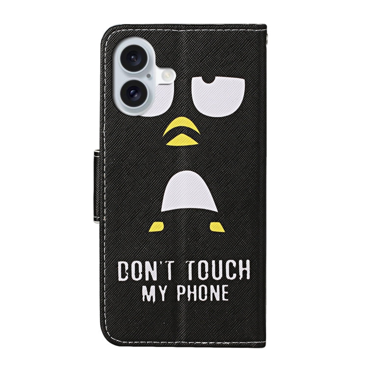 For iPhone 16 Plus 3D Colored Drawing Flip Leather Phone Case(Penguins) - iPhone 16 Plus Cases by buy2fix | Online Shopping UK | buy2fix