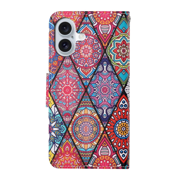 For iPhone 16 Plus 3D Colored Drawing Flip Leather Phone Case(Rhombus Totem) - iPhone 16 Plus Cases by buy2fix | Online Shopping UK | buy2fix