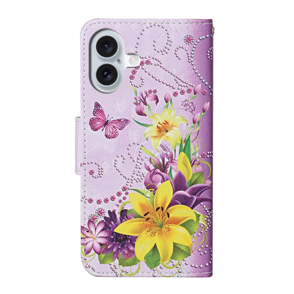 For iPhone 16 3D Colored Drawing Flip Leather Phone Case(Yellow Flowers) - iPhone 16 Cases by buy2fix | Online Shopping UK | buy2fix