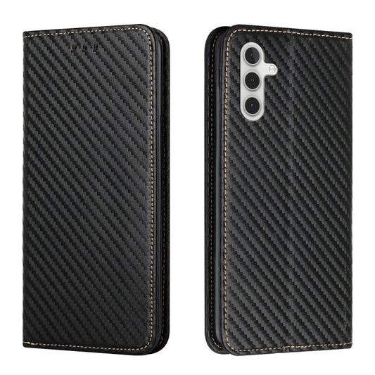 For Samsung Galaxy S23 FE 5G Carbon Fiber Texture Flip Holder Leather Phone Case(Black) - Galaxy S23 FE 5G Cases by buy2fix | Online Shopping UK | buy2fix