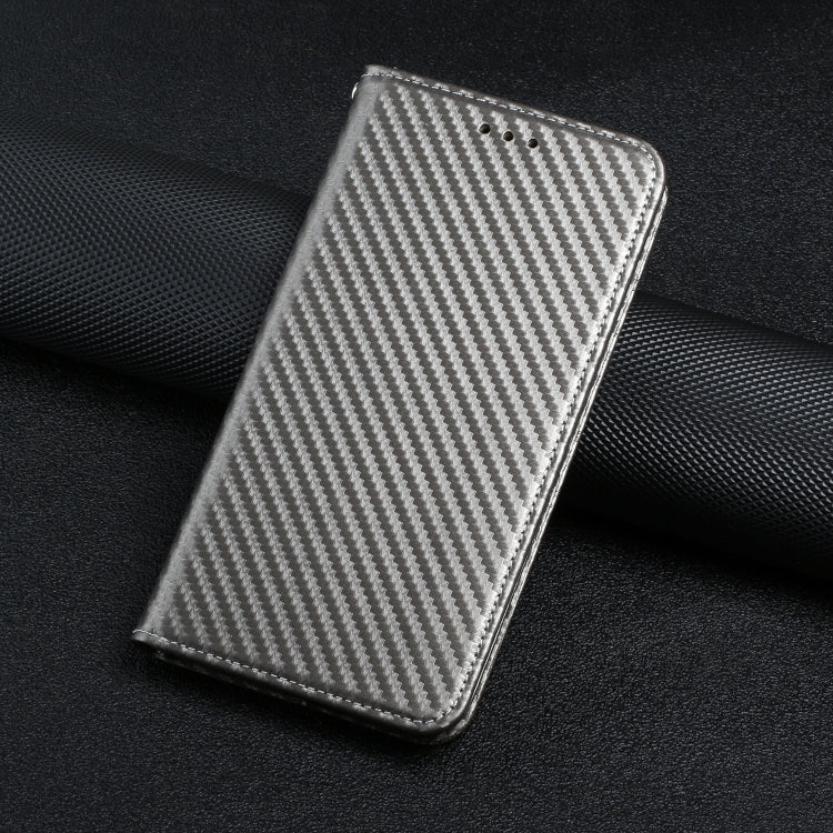 For Samsung Galaxy S24+ 5G Carbon Fiber Texture Flip Holder Leather Phone Case(Grey) - Galaxy S24+ 5G Cases by buy2fix | Online Shopping UK | buy2fix