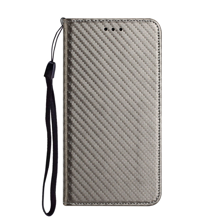 For Samsung Galaxy S24+ 5G Carbon Fiber Texture Flip Holder Leather Phone Case(Grey) - Galaxy S24+ 5G Cases by buy2fix | Online Shopping UK | buy2fix