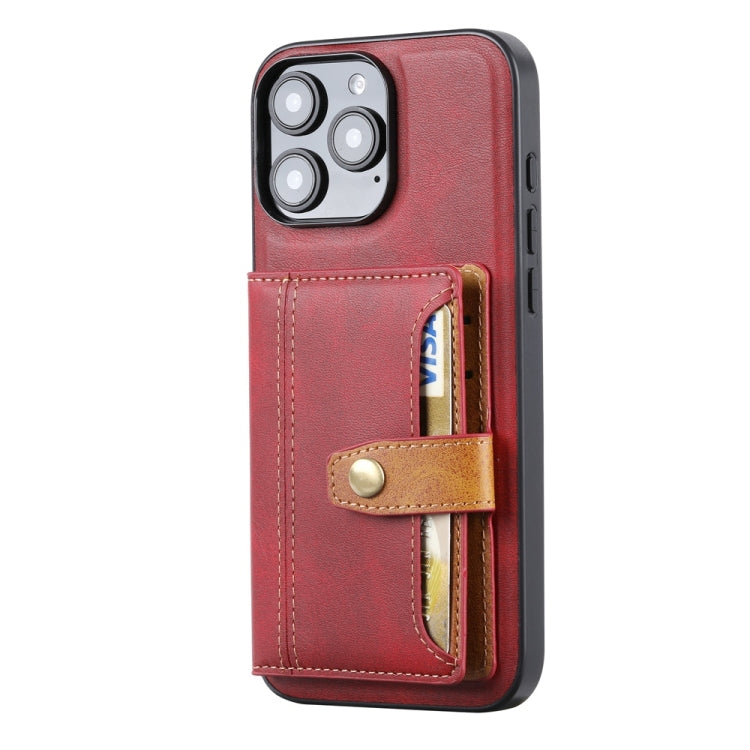 For iPhone 16 Pro Max Calfskin Card Slot TPU Hybrid PU Phone Case(Red) - iPhone 16 Pro Max Cases by buy2fix | Online Shopping UK | buy2fix