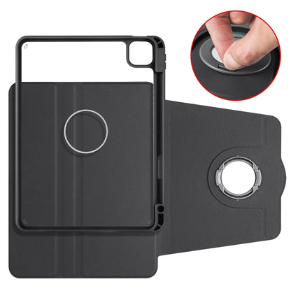 For iPad Pro 11 2024 Acrylic 360 Rotation Detachable Leather Tablet Case(Black) - iPad Pro 11 2024 Cases by buy2fix | Online Shopping UK | buy2fix