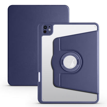 For iPad Pro 11 2024 Acrylic 360 Rotation Detachable Leather Tablet Case(Dark Blue) - iPad Pro 11 2024 Cases by buy2fix | Online Shopping UK | buy2fix