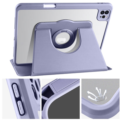 For iPad Pro 11 2024 Acrylic 360 Rotation Detachable Leather Tablet Case(Lavender Purple) - iPad Pro 11 2024 Cases by buy2fix | Online Shopping UK | buy2fix