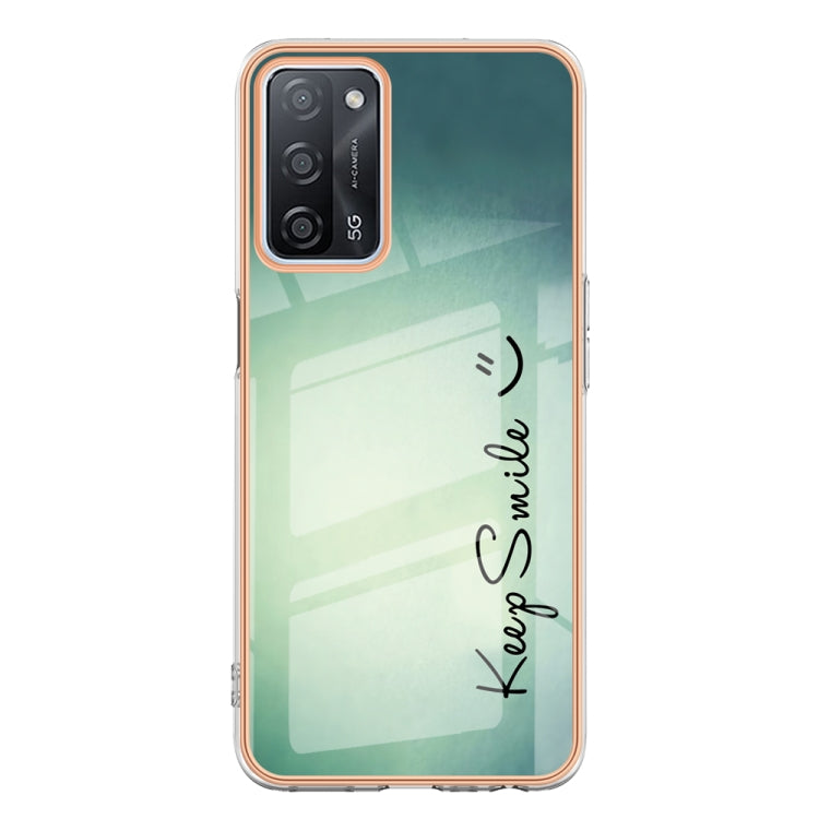 For OPPO A55 5G / A53s 5G / A54 4G Electroplating Marble Dual-side IMD Phone Case(Smile) - OPPO Cases by buy2fix | Online Shopping UK | buy2fix