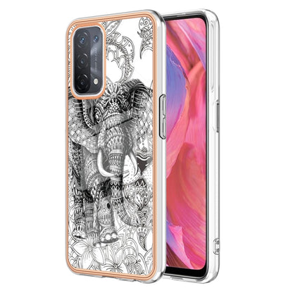 For OPPO A74 / A93 5G / A54 5G / A93s 5G Electroplating Marble Dual-side IMD Phone Case(Totem Elephant) - OPPO Cases by buy2fix | Online Shopping UK | buy2fix