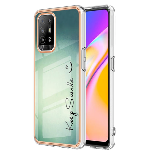 For OPPO A94 5G / A95 5G Electroplating Marble Dual-side IMD Phone Case(Smile) - OPPO Cases by buy2fix | Online Shopping UK | buy2fix