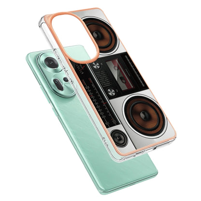 For OPPO Reno11 5G Global Electroplating Marble Dual-side IMD Phone Case(Retro Radio) - Reno11 Cases by buy2fix | Online Shopping UK | buy2fix