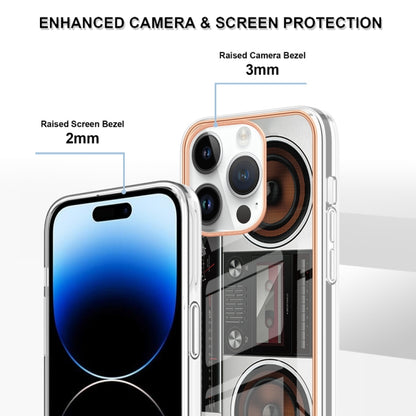 For iPhone 16 Pro Electroplating Marble Dual-side IMD Phone Case(Retro Radio) - iPhone 16 Pro Cases by buy2fix | Online Shopping UK | buy2fix