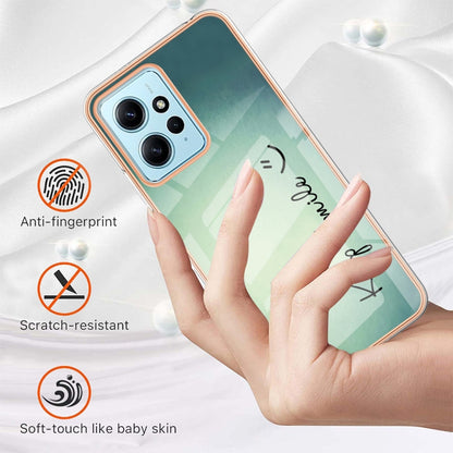 For Xiaomi Redmi Note 12 4G Electroplating Marble Dual-side IMD Phone Case(Smile) - Xiaomi Cases by buy2fix | Online Shopping UK | buy2fix