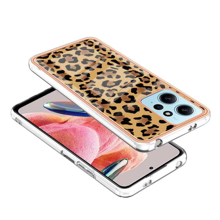 For Xiaomi Redmi Note 12 4G Electroplating Marble Dual-side IMD Phone Case(Leopard Print) - Xiaomi Cases by buy2fix | Online Shopping UK | buy2fix