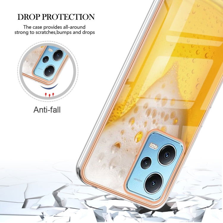 For Xiaomi Redmi Note 12 5G Global Electroplating Marble Dual-side IMD Phone Case(Draft Beer) - Xiaomi Cases by buy2fix | Online Shopping UK | buy2fix