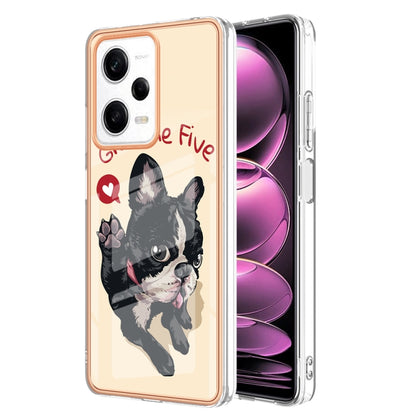 For Xiaomi Redmi Note 12 Pro 5G Global Electroplating Marble Dual-side IMD Phone Case(Lucky Dog) - Xiaomi Cases by buy2fix | Online Shopping UK | buy2fix