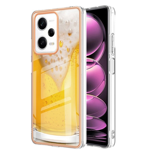 For Xiaomi Redmi Note 12 Pro 5G Global Electroplating Marble Dual-side IMD Phone Case(Draft Beer) - Xiaomi Cases by buy2fix | Online Shopping UK | buy2fix