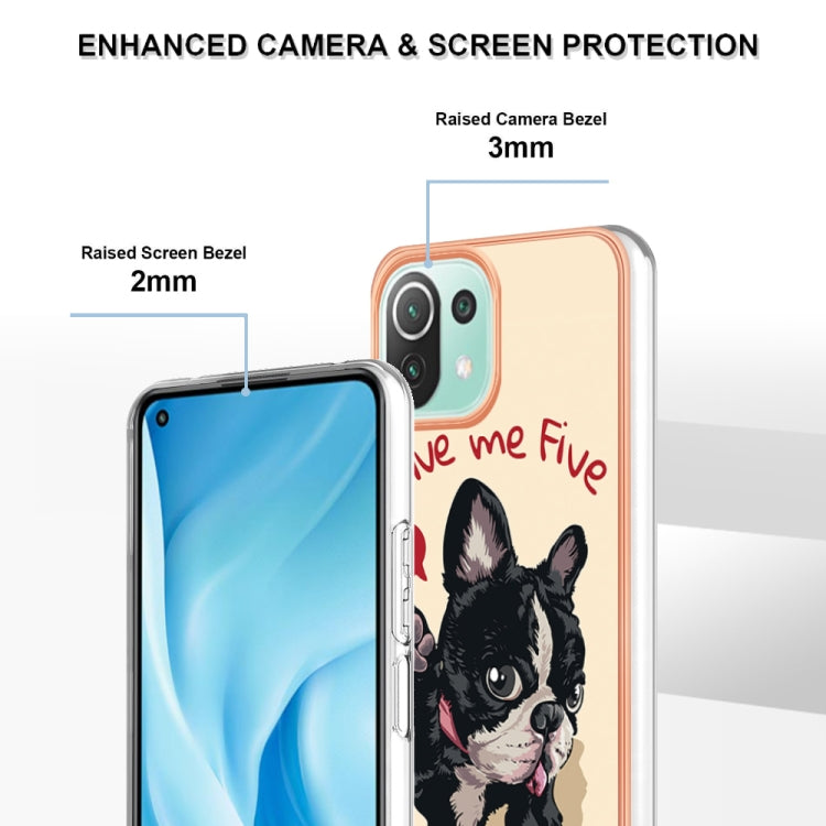 For Xiaomi 11 Lite Electroplating Marble Dual-side IMD Phone Case(Lucky Dog) - Xiaomi Cases by buy2fix | Online Shopping UK | buy2fix