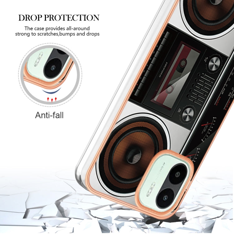 For Xiaomi Redmi A1 Electroplating Marble Dual-side IMD Phone Case(Retro Radio) - Xiaomi Cases by buy2fix | Online Shopping UK | buy2fix