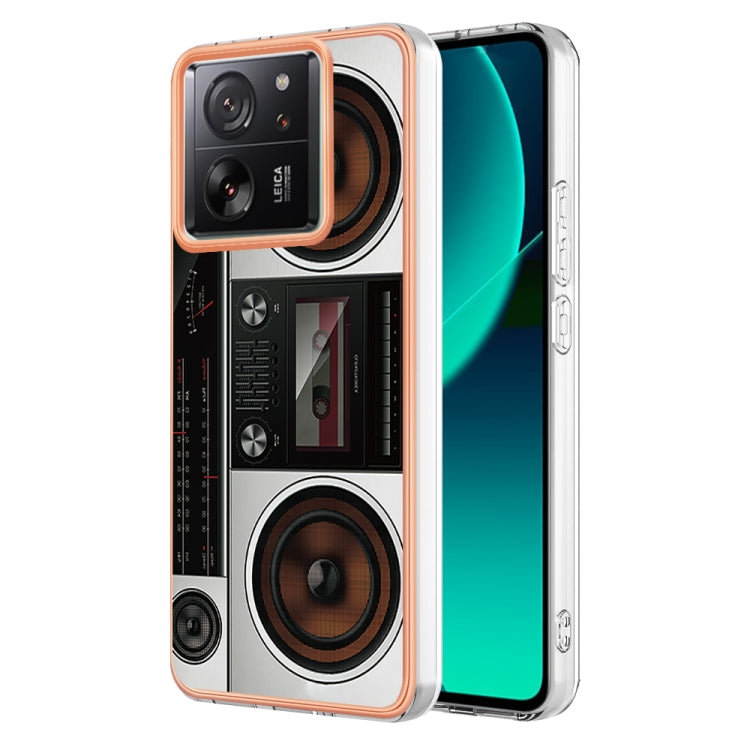 For Xiaomi 13T/13T Pro Electroplating Marble Dual-side IMD Phone Case(Retro Radio) - Xiaomi Cases by buy2fix | Online Shopping UK | buy2fix