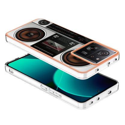 For Xiaomi 13T/13T Pro Electroplating Marble Dual-side IMD Phone Case(Retro Radio) - Xiaomi Cases by buy2fix | Online Shopping UK | buy2fix