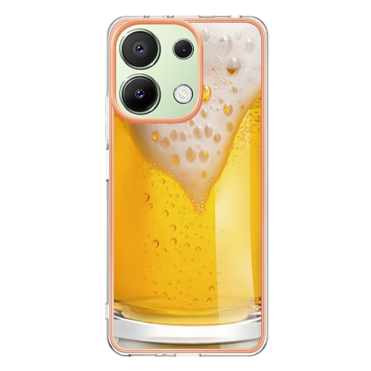 For Xiaomi Redmi Note 13 4G Global Electroplating Marble Dual-side IMD Phone Case(Draft Beer) - Note 13 Cases by buy2fix | Online Shopping UK | buy2fix
